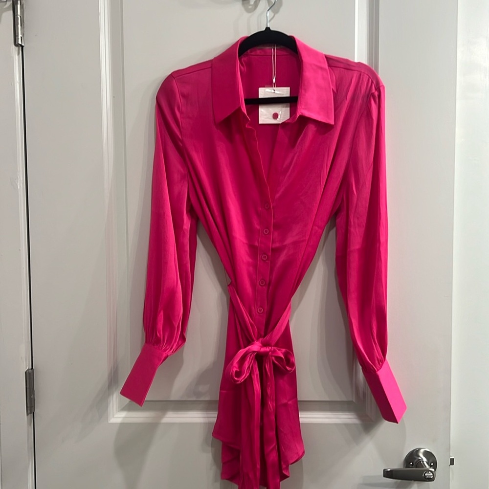 NWT Hot pink shirt dress, size small